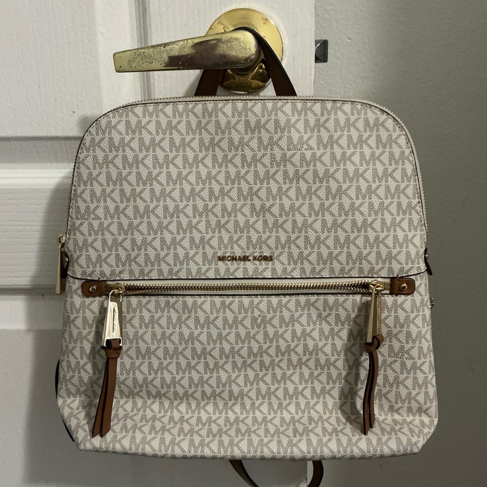Michael Kors Cream and Brown Backpack